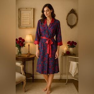 Vintage VICTORIAS SECRET Gold Label Longline Robe Fringe Sz M/L